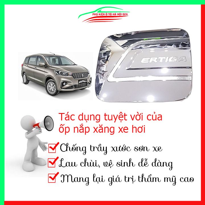 Ốp nắp xăng Ertiga 2019-2023 mạ crom bảo vệ chống trầy trang trí ô tô
