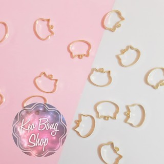 Khung kim loại hình mèo làm charm resin- cat open bezel