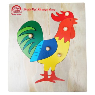 Đồ chơi giáo dục Việt For Kids - Tranh ghép có chốt - Gà trống - VT3P-0127