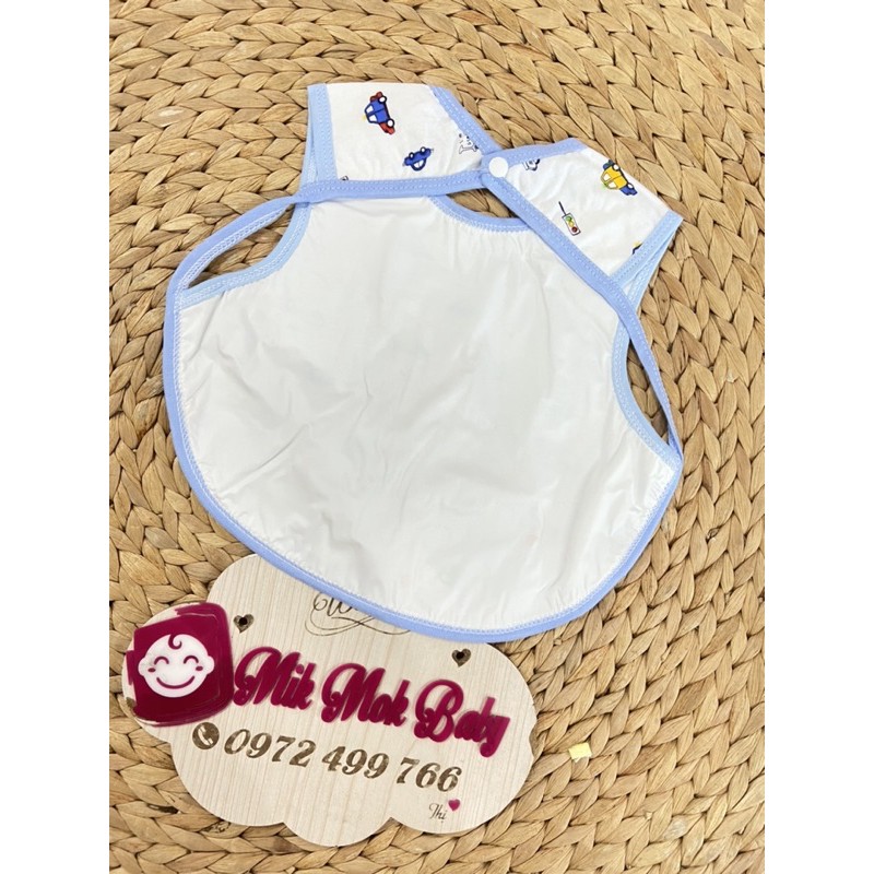 Yếm vải Ăn Dặm Cho Bé chất Cotton, Xỏ Tay Có Cúc Bấm