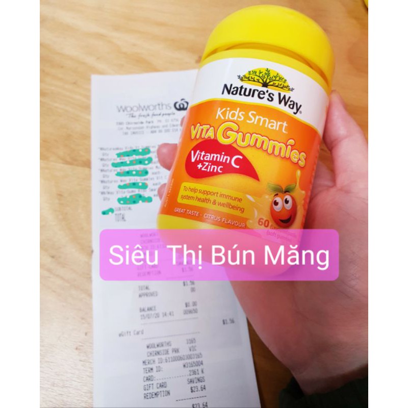 (cam kết chuẩn Auth kèm bill) kid smart vita gummies vitaminc zinc