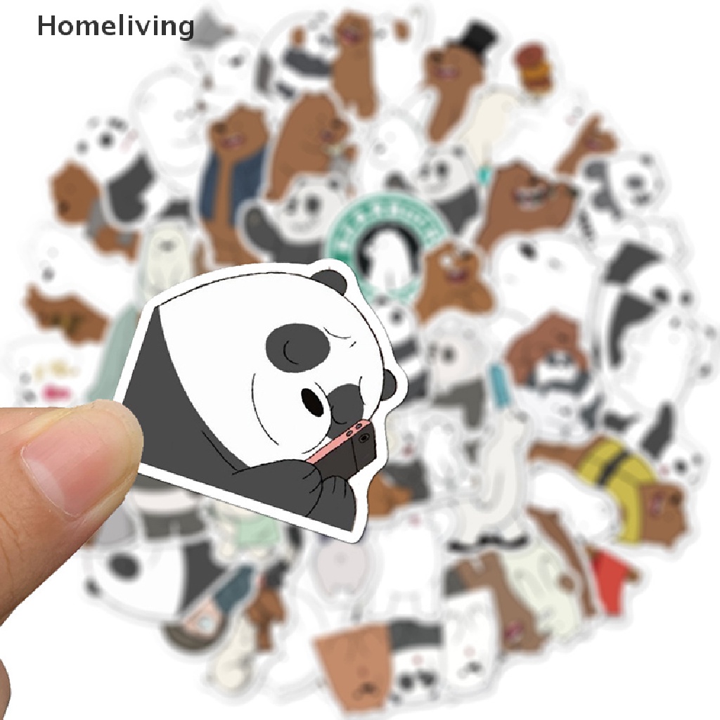 Bộ 50 Miếng Dán Hình Gấu Vui Nhộn Trang Trí Laptop Guitar Ván Trượt Hành Lý
