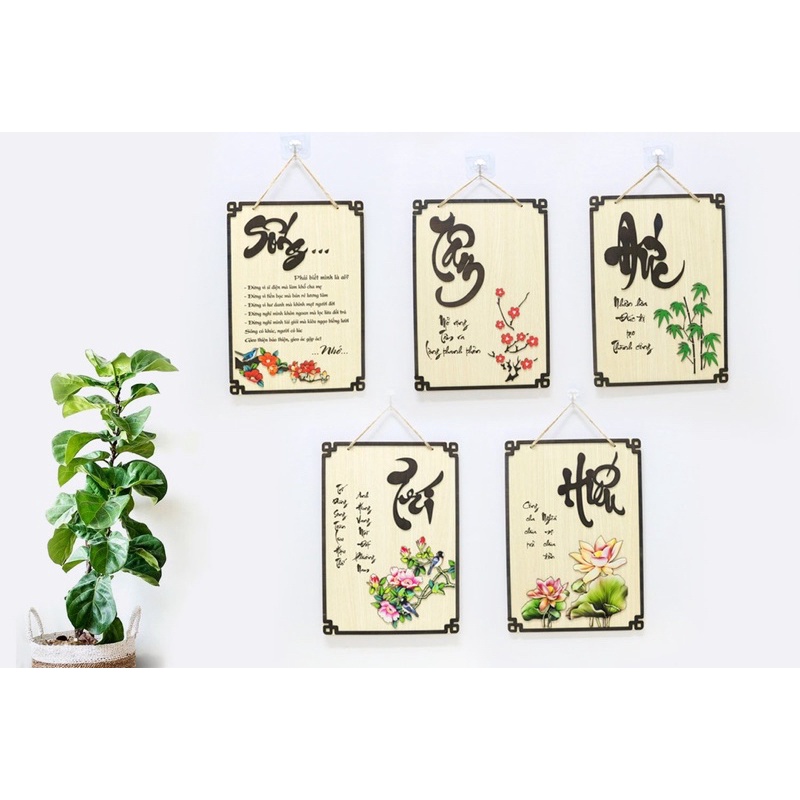 Biển Gỗ Trang Trí Chữ Thư Pháp