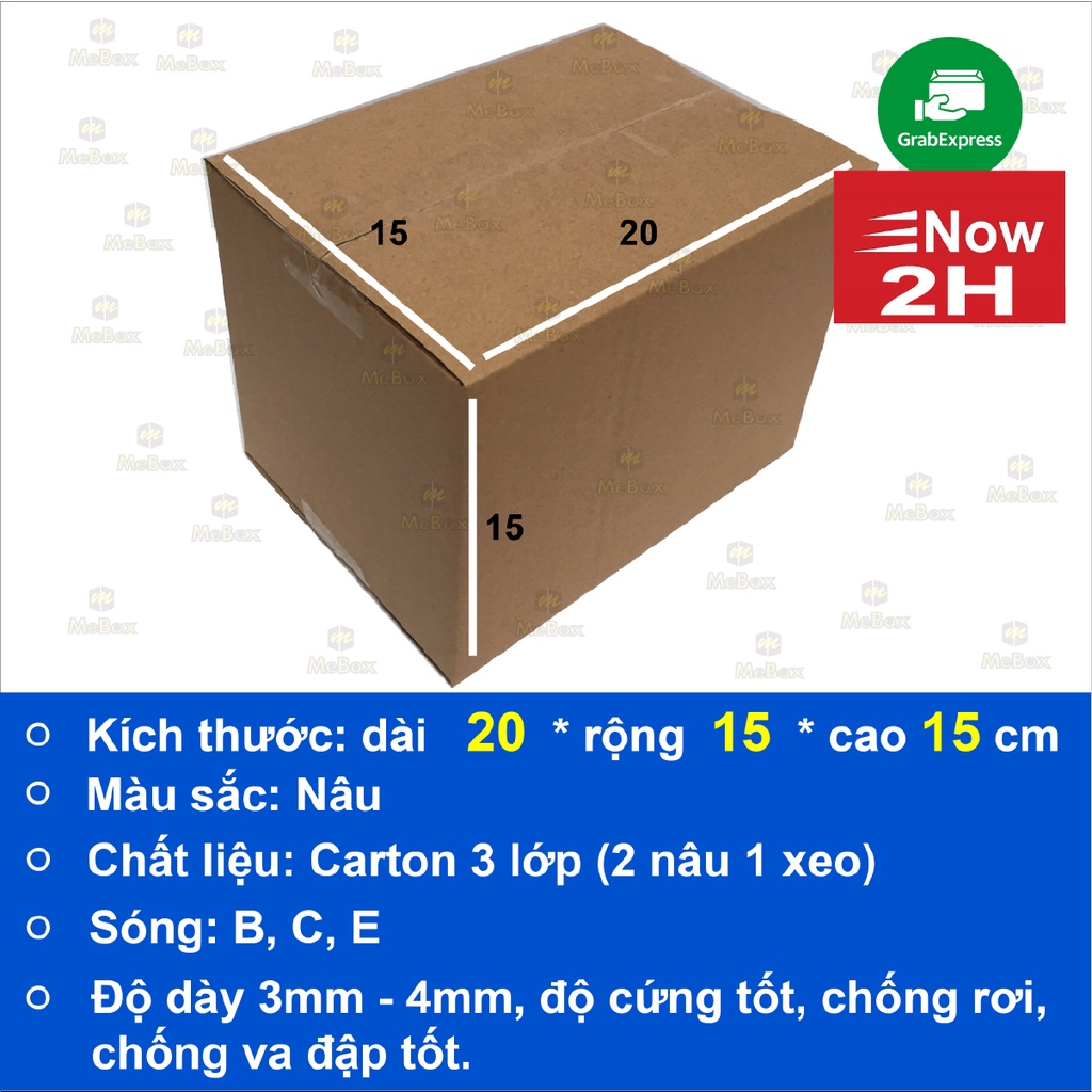 hộp giấy đóng hàng 20x15x15 bộ 50 không in