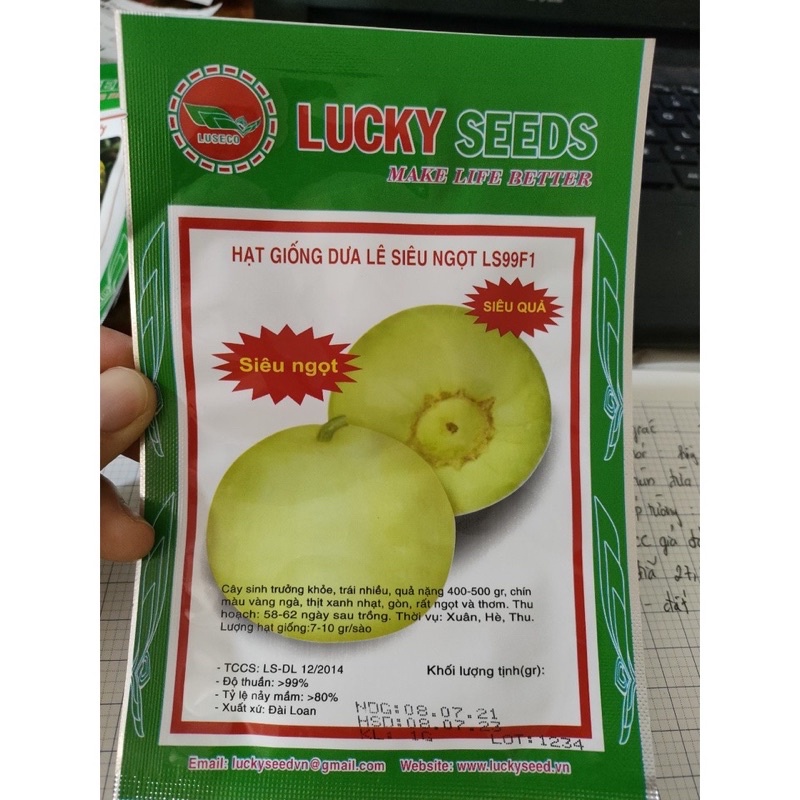 1 Gam Hạt Giống Dưa Lê siêu ngọt, siêu quả Thái Lan