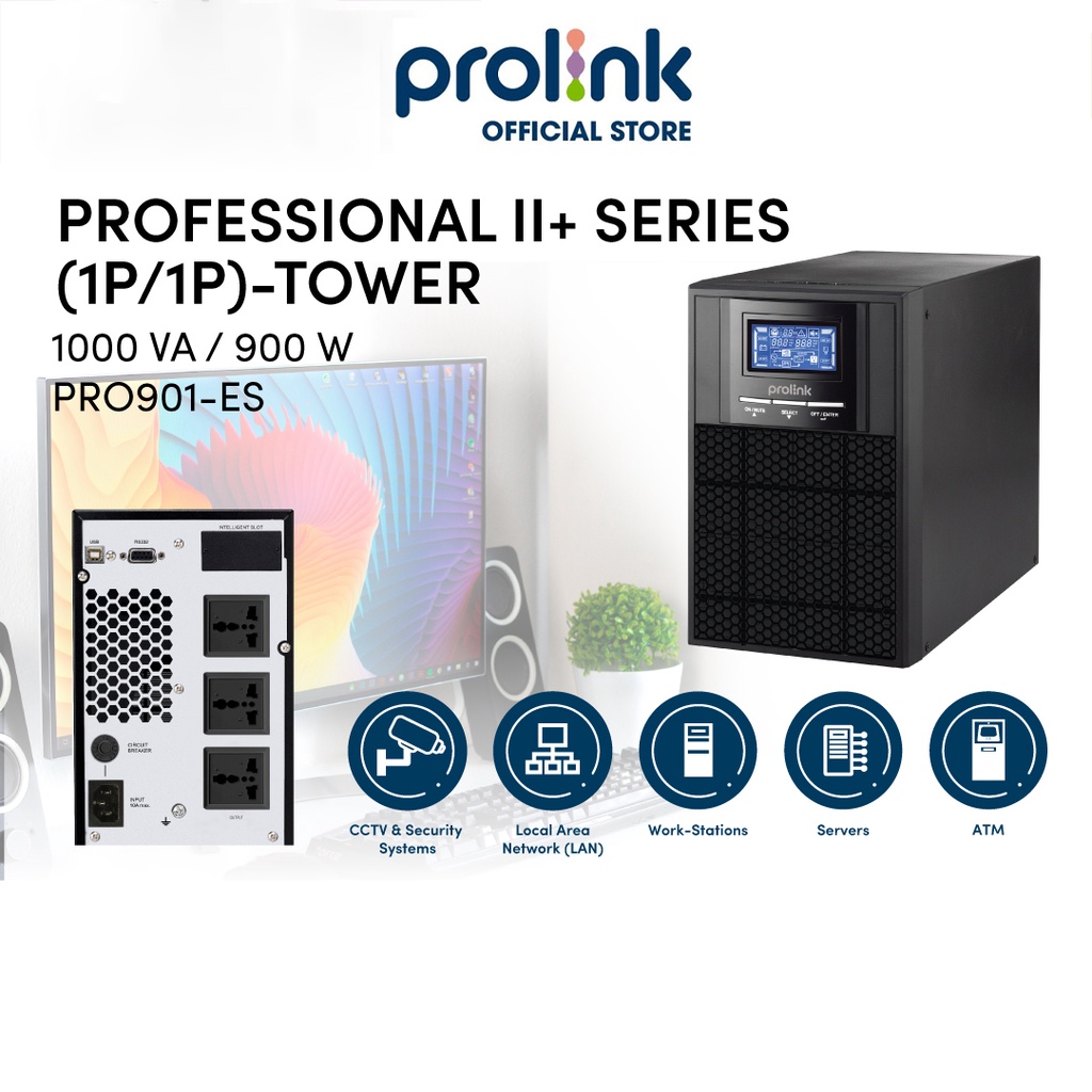 Bộ Lưu Điện UPS Online PROLiNK PR901-ERS (1000 VA/900W) - Bảo Hành 2 Năm