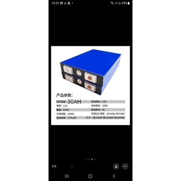 Pin Lithium ion sắt Phosphate - 3.2v 30Ah mới 100%