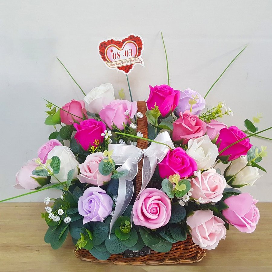 Hoa sáp thơm - Giỏ hoa sáp thơm làm quà tặng cho mẹ, người yêu, bạn bè - Món quà ý nghĩa cho ngày sinh nhật, lễ