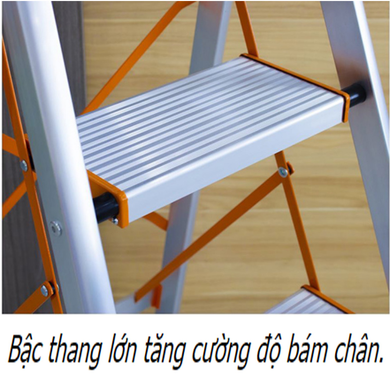 Thang nhôm ghế Inox 3 bậc, 4 bậc, 5 bậc, 6 bậc, 7 bậc Nikita Mã sản phẩm: IN03, IN04, IN05, IN06, IN07 tải trọng 150kg