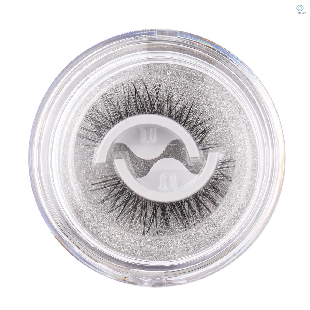1 cặp lông mi giả 3D dài cong tự dính kèm hộp đựng tiện dụng
