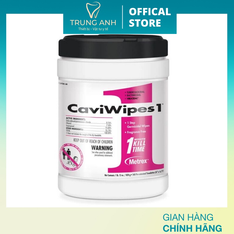Giấy lau sát trùng dụng cụ Cavi Wipes 1 - Xuất xứ Mỹ, Hộp 160 miếng