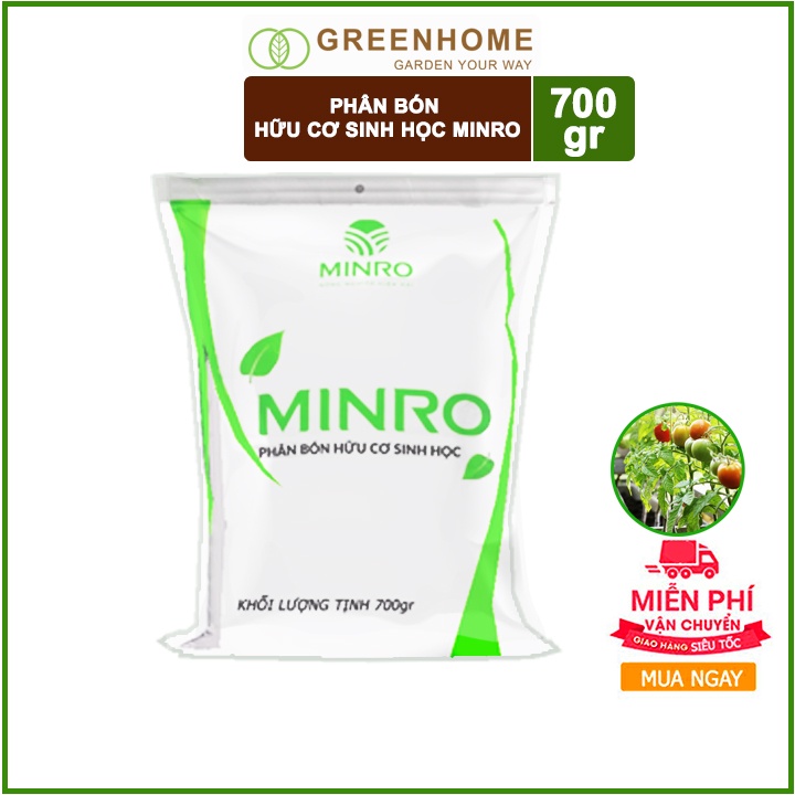 [FREESHIP 70K] Phân bón hữu cơ MINRO 700g - phân bón hoa hồng, phân bón hoa lan, phân bón cây cảnh.