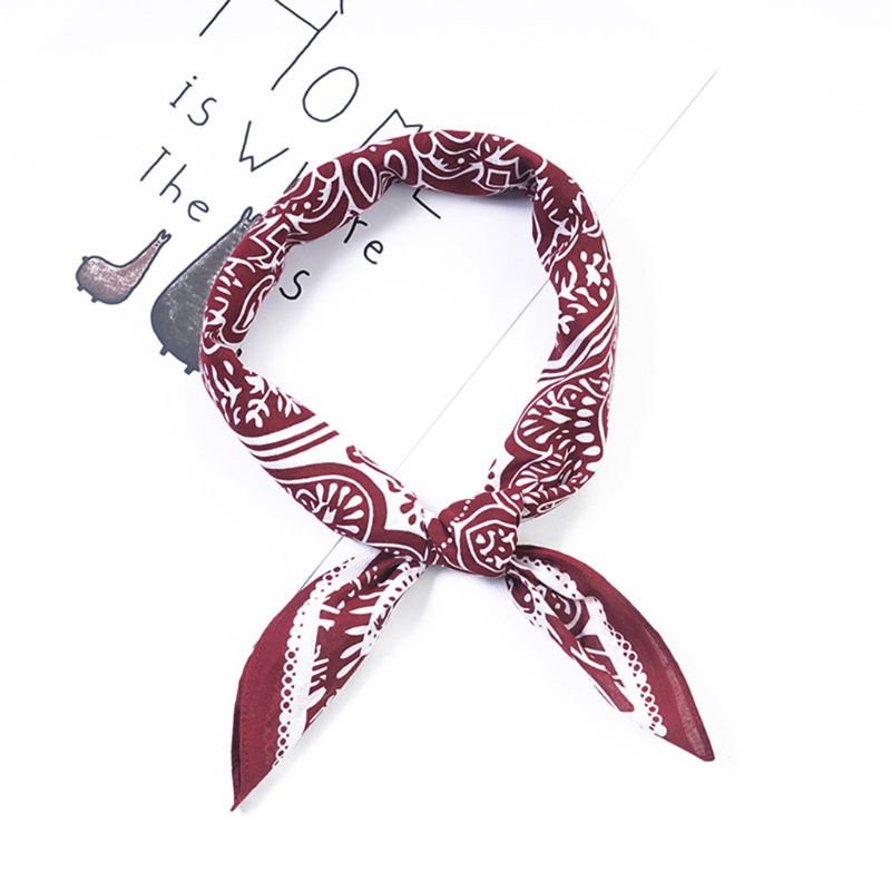 Khăn Bandana Hình Vuông 58x58cm In Họa Tiết Hoa / Hình Học Bằng Vải Cotton Phong Cách Hàn Quốc Cho