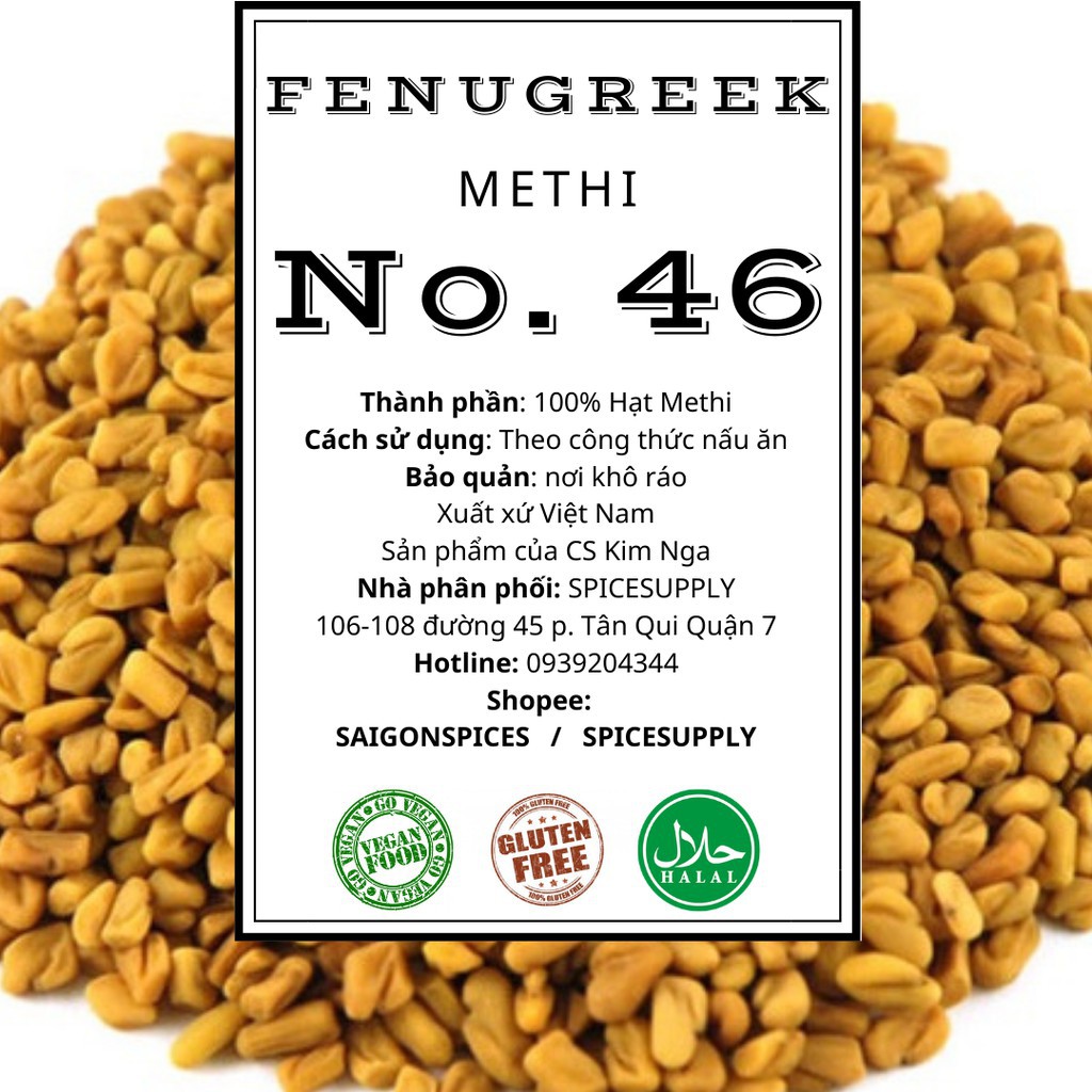 1KG Fenugreek - hạt Methi Ấn Độ SPICESUPPLY Việt Nam Hũ 120ml