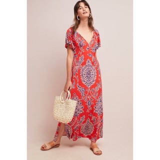 (SIZE 4US.6US.8US) ĐẦM MAXI THUN XẺ 2 TÀ AKEMI + KIN (ANTHROPOLOGIE) CHÍNH HÃNG (CAM)