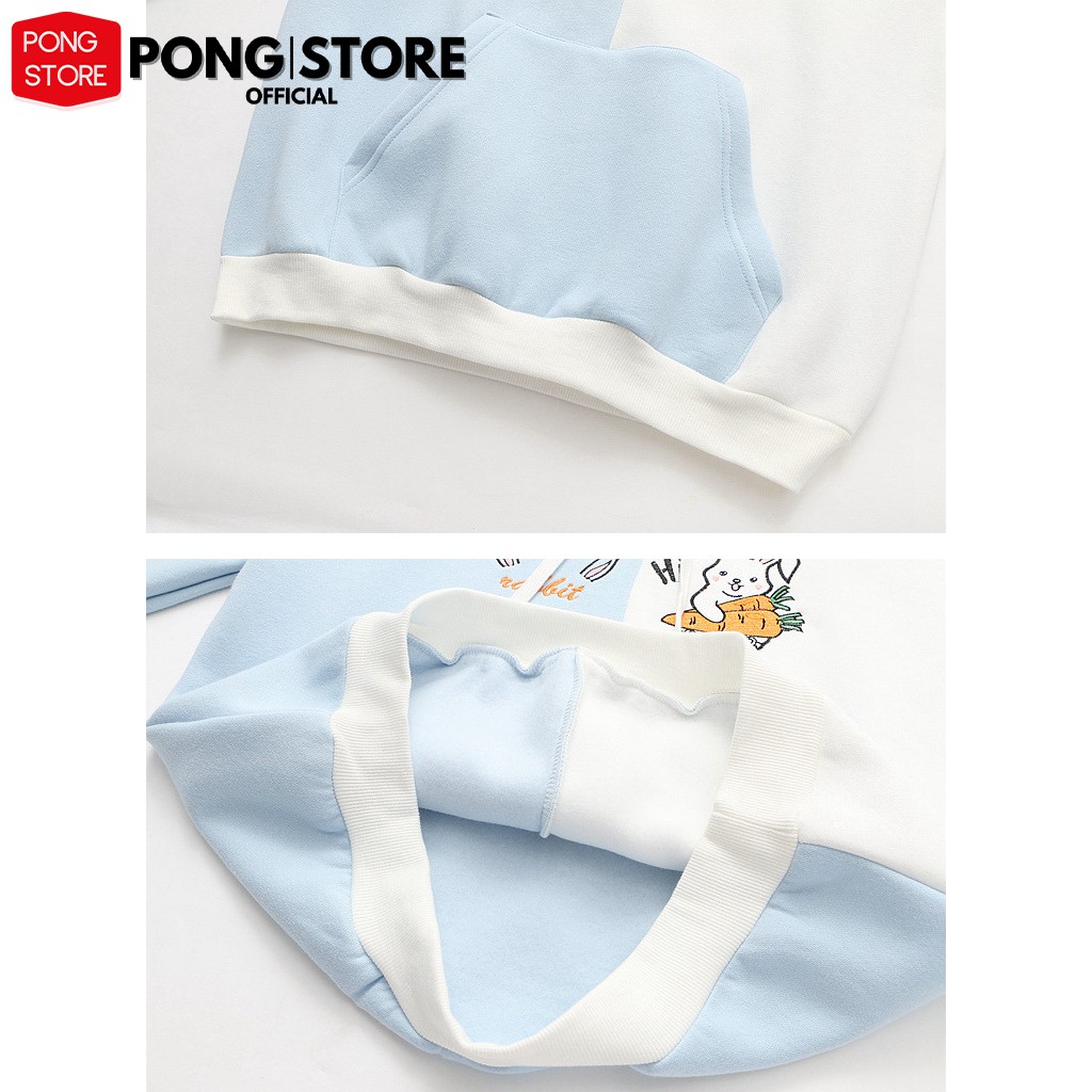 Áo hoodie nữ form rộng THỎ CÀ RỐT phong cách hàn quốc, áo khoác hoodie có túi trước chất nỉ lót bông mềm mịn PONGSTORE
