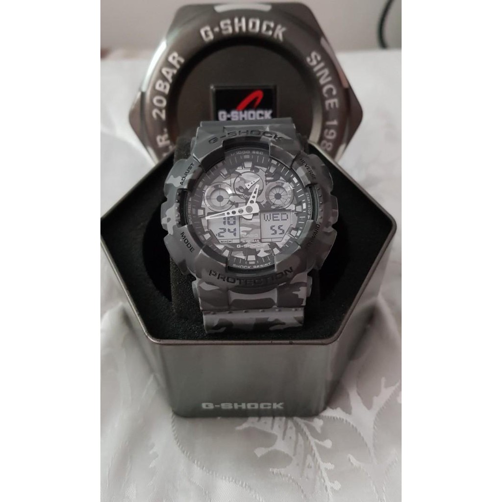 Đồng hồ nam CASIO G-SHOCK GA-100CM-8ADR Chính hãng - Dây Nhựa Rằn Ri Mạnh Mẽ