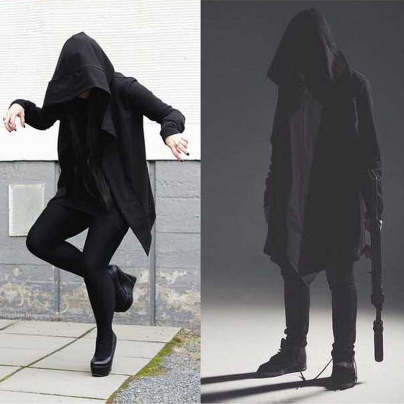 Áo khoác hoodie nam dáng dài màu đen | BigBuy360 - bigbuy360.vn