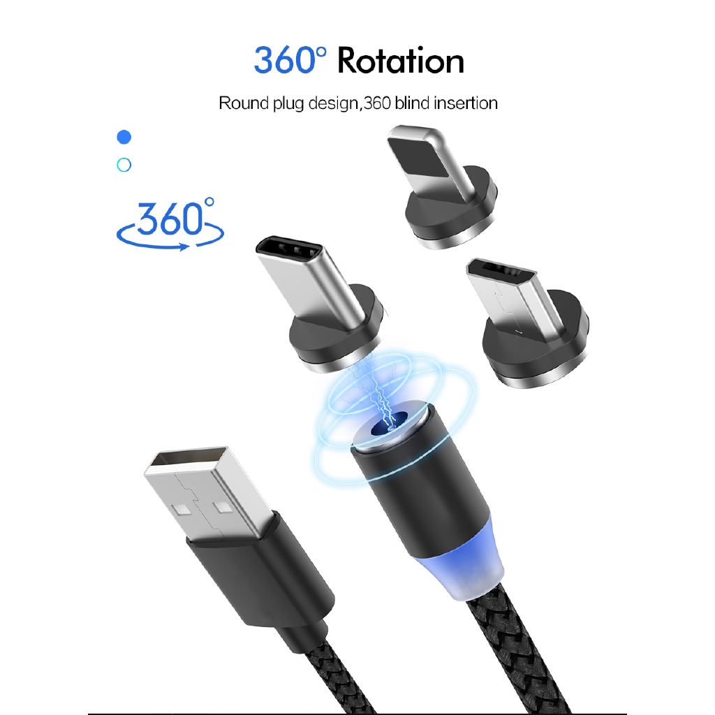 Cáp Sạc Nam Châm Micro Usb Type C Dài 1m Cho Điện Thoại Oppo Vivo Iphone 11 Xr Samsung