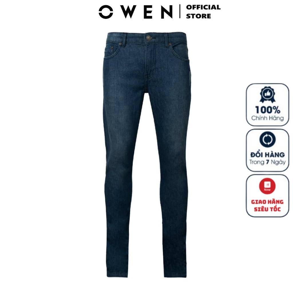 Quần Jean Nam Quần Bò Hàng Hiệu Owen QJSL23955 dáng slim fit ống côn Vải Denim Cotton Cao Cấp Bền Màu Co Giãn Tốt