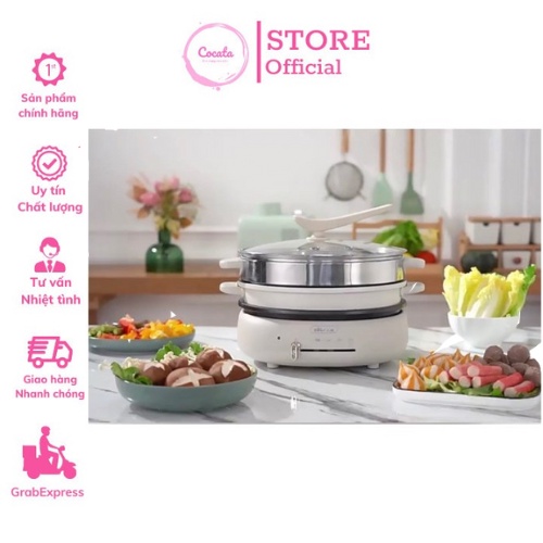 Nồi lẩu-nướng Bear 3 in 1 kèm khay hấp hàng có sẵn bảo hành 12 tháng