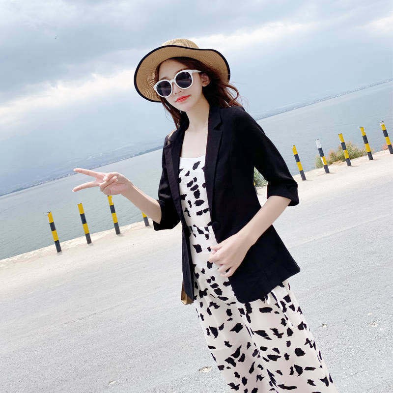 Linen small suit jacket mỏng 2021 Summer plus bộ quần áo cotton và vải lanh cỡ lớn, chống nắng phong cách Hàn Quốc,