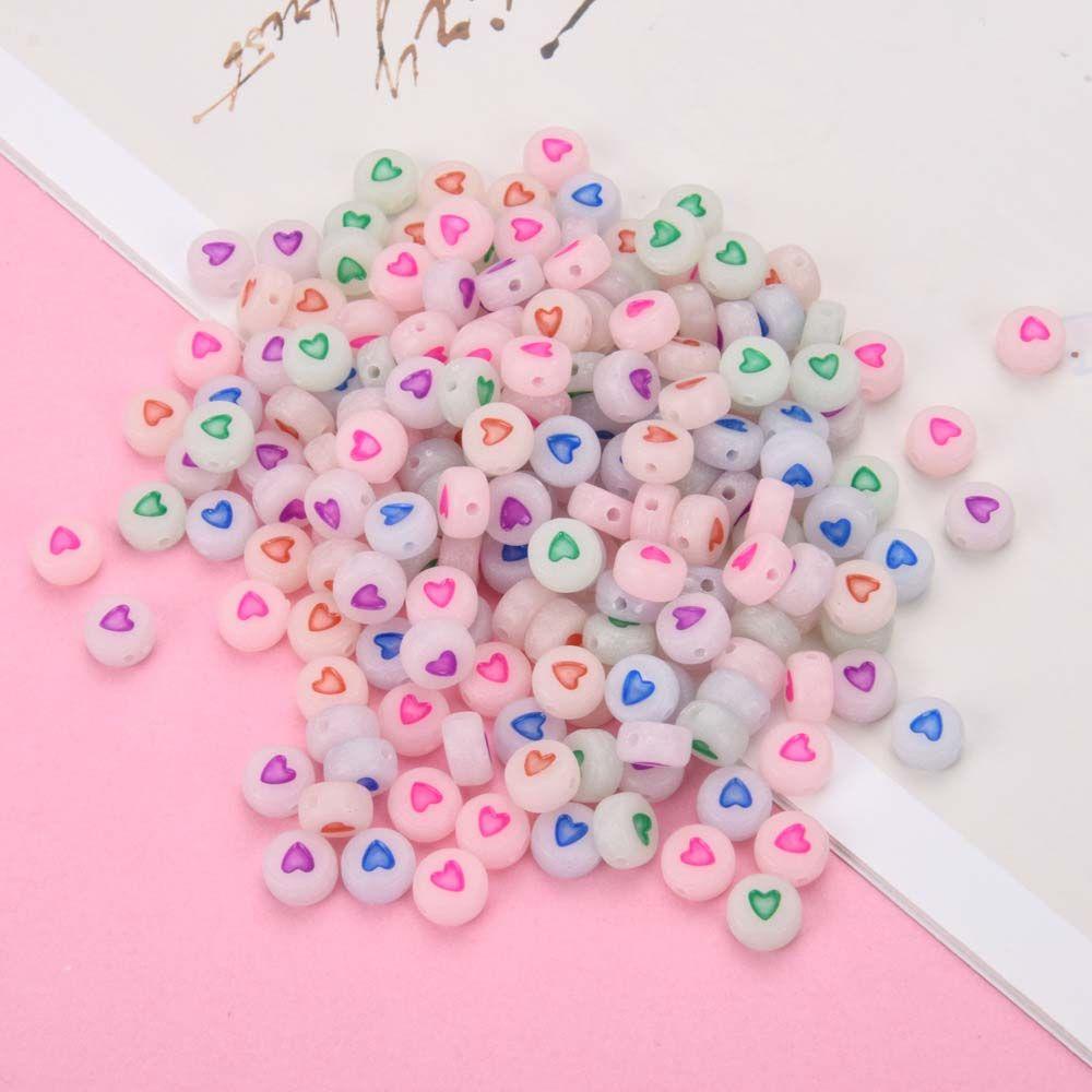 QQMALL Hạt Acrylic Màu Đen Xỏ Lỗ Hình Trái Tim Dùng Để Làm Trang Sức DIY
