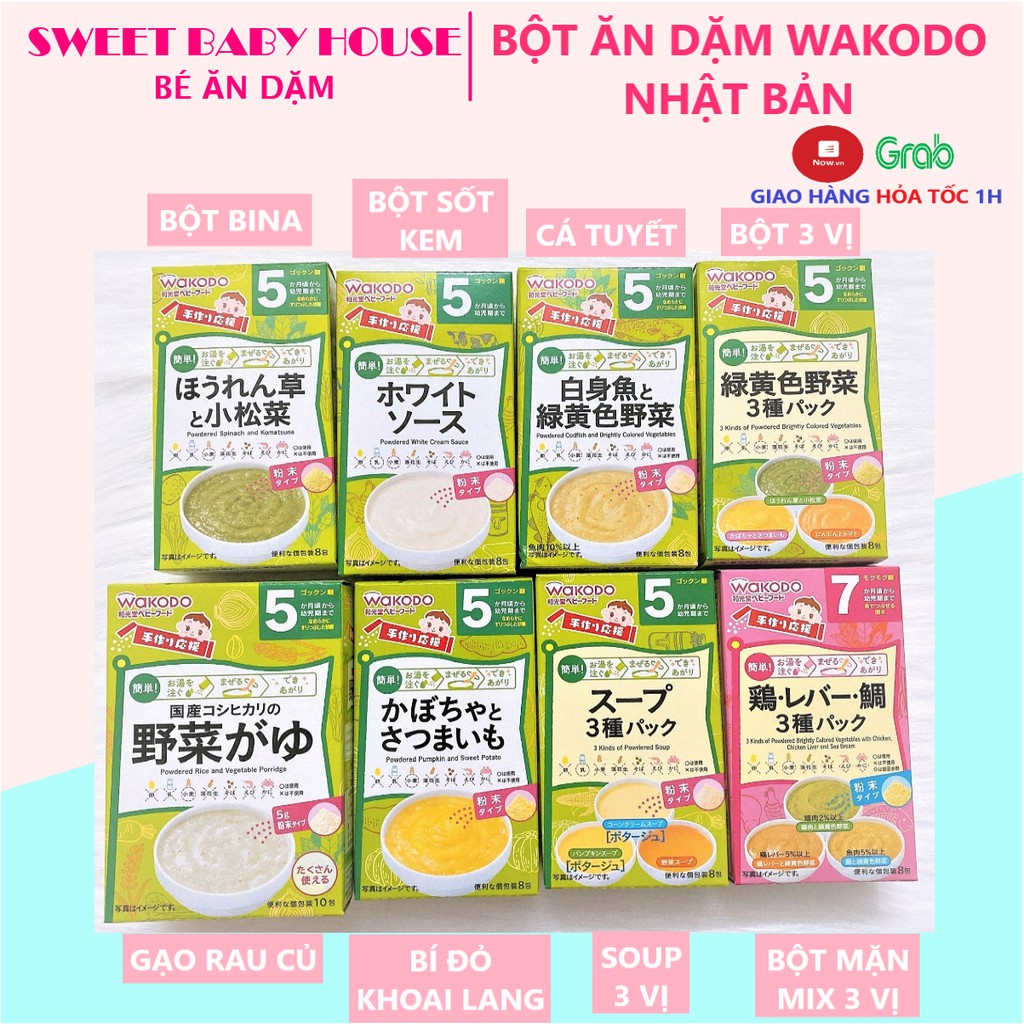 Bột ăn dặm Wakodo cho bé 5 tháng, 7 tháng Nhật Bản. Date 11/2021 - Sweet Baby House