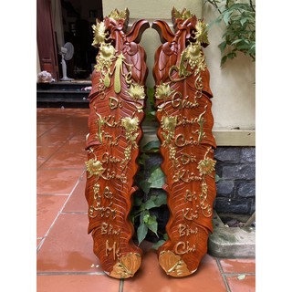 Tranh gỗ câu đối cha mẹ 107x25x4