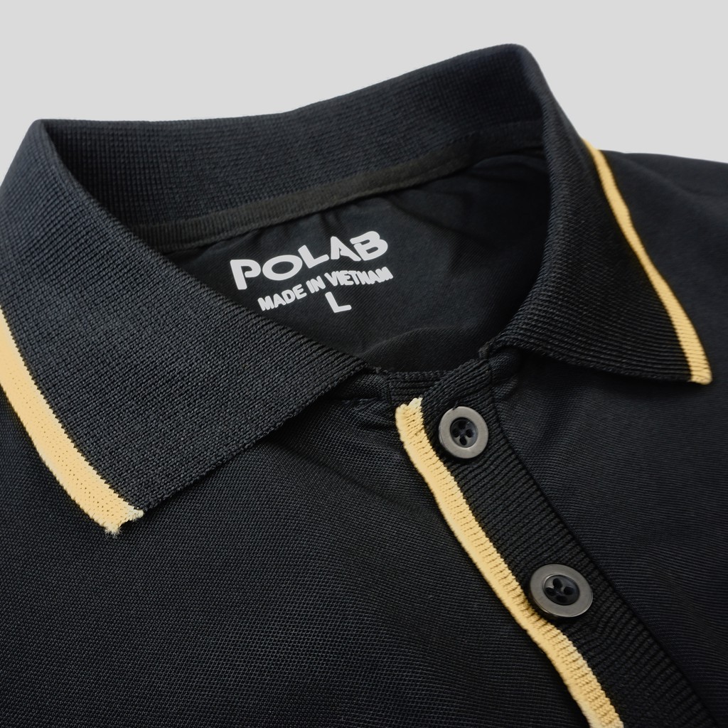 Áo Polo cổ viền Màu Đen Cao cấp, vãi cá sấu cotton, Chuẩn form, sang trọng, thanh lịch POLAB