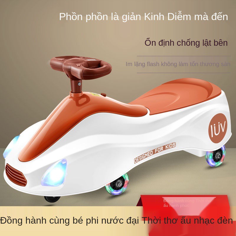 ♂✽Twisted Car Children Slippery Belt Music Light Wheel Baby Scooter 1-7 tuổi Cô gái xe ô tô <