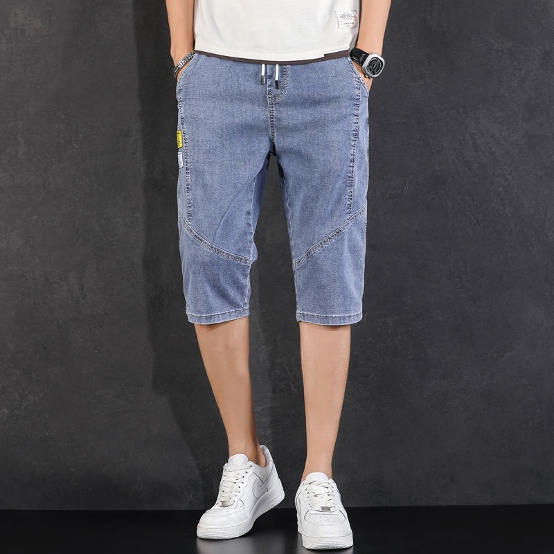 Quần short jean lửng dáng mỏng cỡ lớn thời trang mùa hè giản dị cho nam