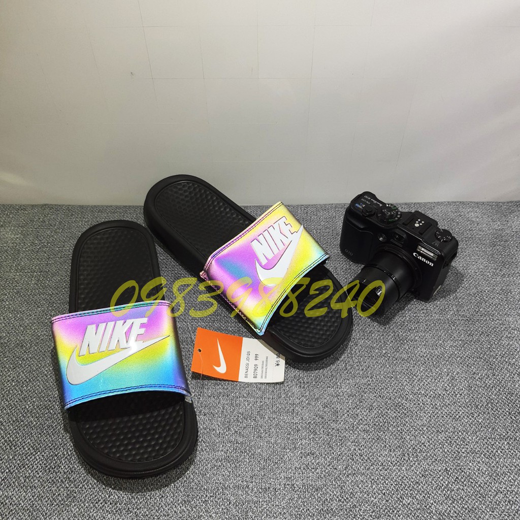 [Hộp Nike] Dép Nike Nk phản quang quai ngang nam đầy đủ tem, mác, lót dày, tem size in nhiệt trong lót, tặng hộp hãng