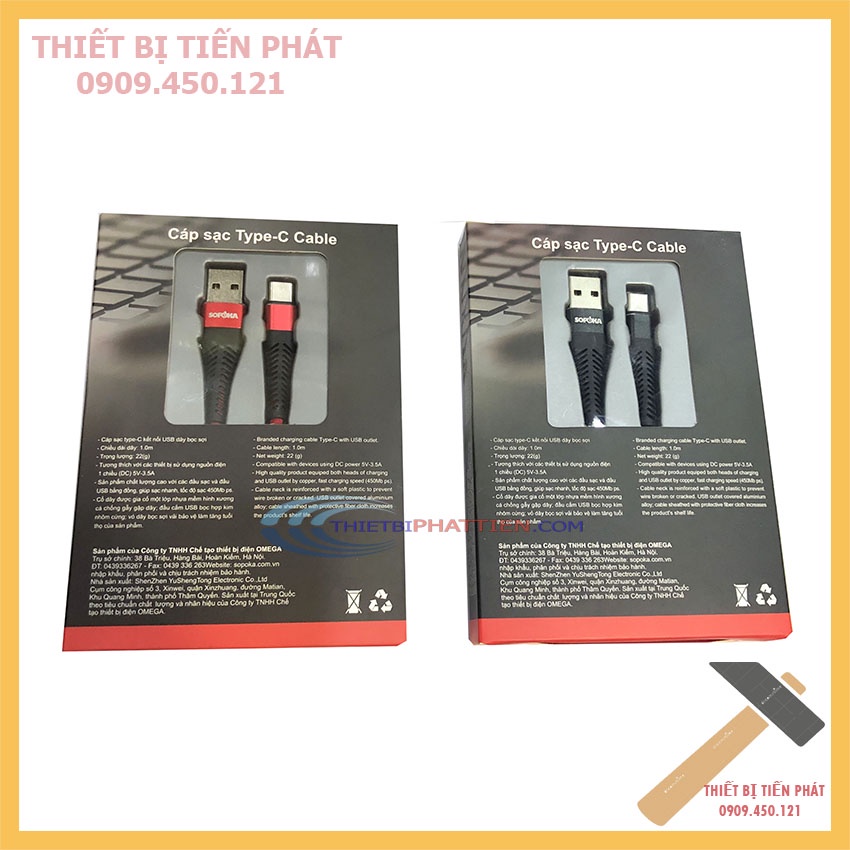 Dây Cáp Sạc USB Type-C Sopoka 3.5A Sạc Nhanh, Lõi Đồng Cho Điện Thoại Samsung Huawei Android
