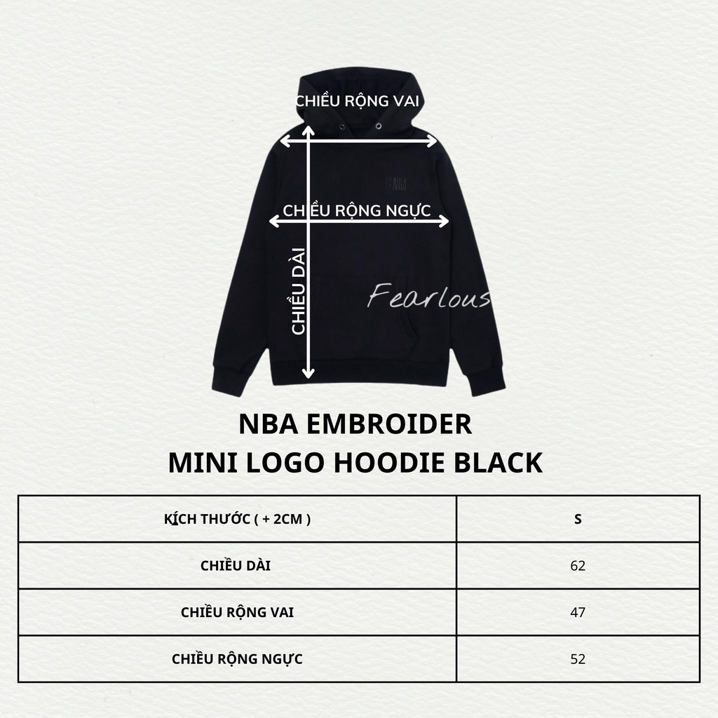 CHÍNH HÃNG | ÁO HOODIE NBA EMBROIDER MINI LOGO BLACK | FEARLOUS.VN