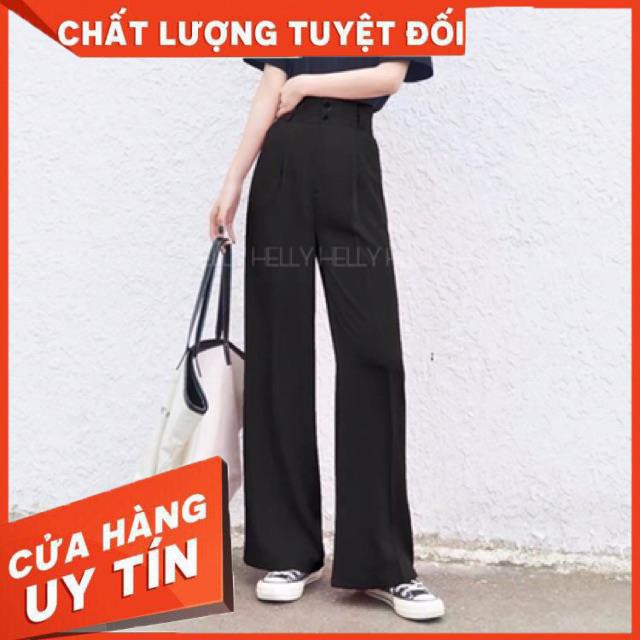 Quần tây ống rộng dáng siêu dài cạp cao- hình thật | BigBuy360 - bigbuy360.vn