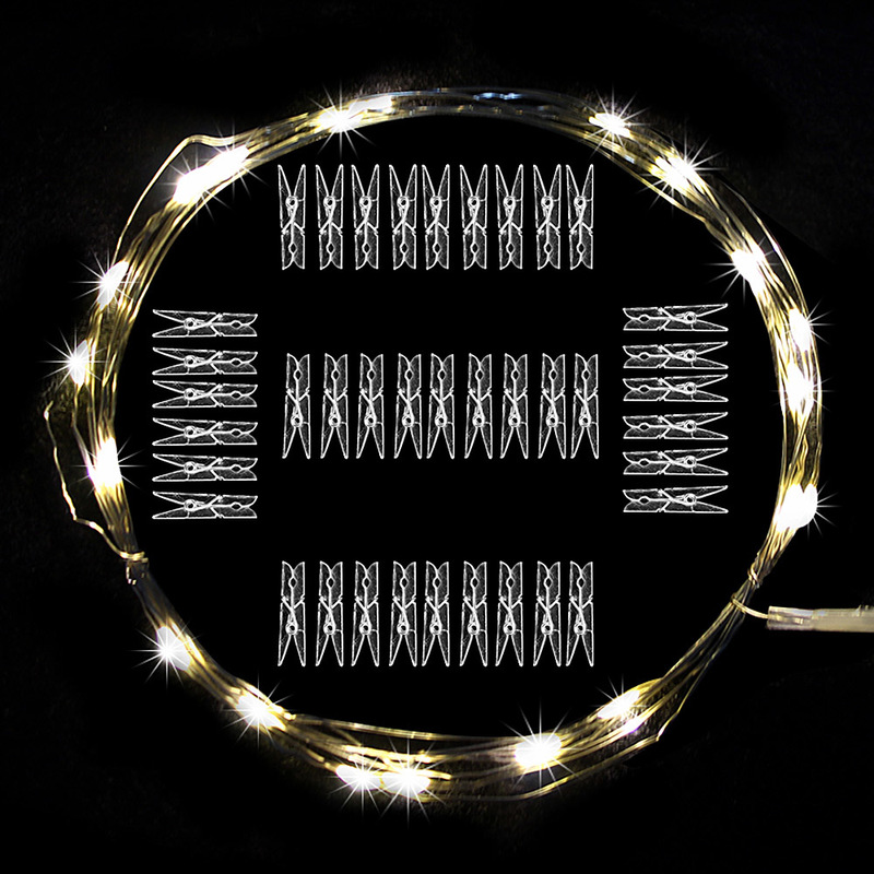 Dây đèn LED kèm kẹp treo ảnh trang trí nhà cửa xinh xắn