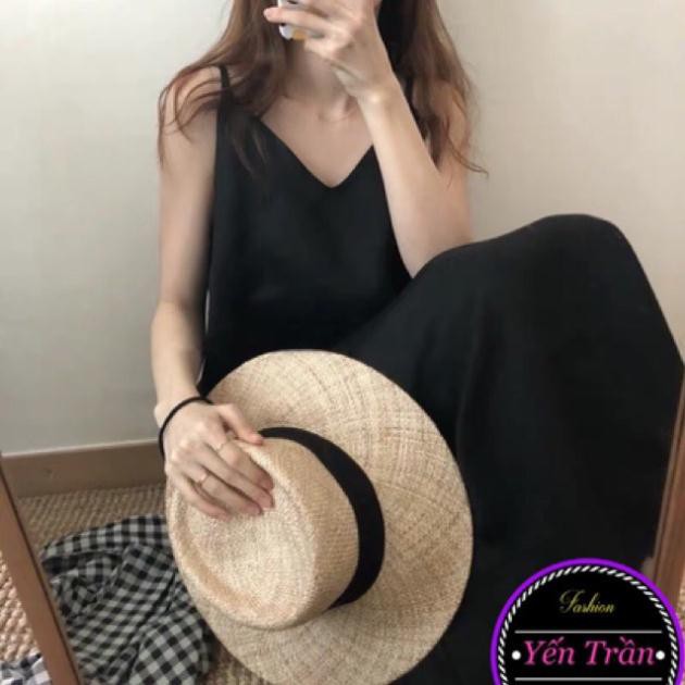 Váy 2 dây, đầm xuông - chất đũi lụa trơn basic nữ | BigBuy360 - bigbuy360.vn