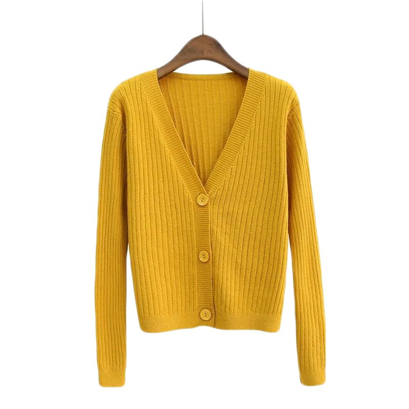 Áo khoác Cardigan dệt kim phối nút thiết kế cổ chữ V quyến rũ