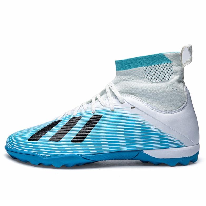 Giày bóng đá cổ cao đá bóng trên sân cỏ nhân tạo màu trắng /đen size 35-47 TF Futsal Shoes Messi Football Boots LO()1