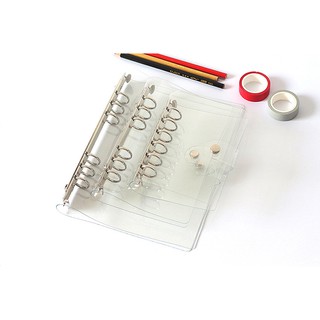Bìa sổ còng A5/A6 nhựa mềm trong suốt 6 lỗ (tặng kèm thước 6 lỗ)