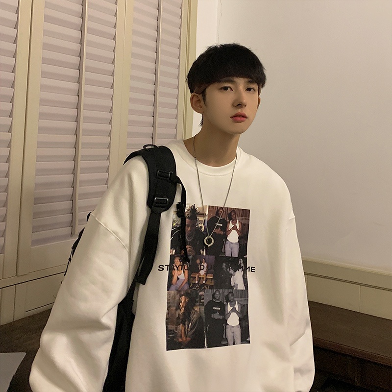 Áo nỉ nam dài tay dáng rộng thời trang Hàn Quốc sành điệu