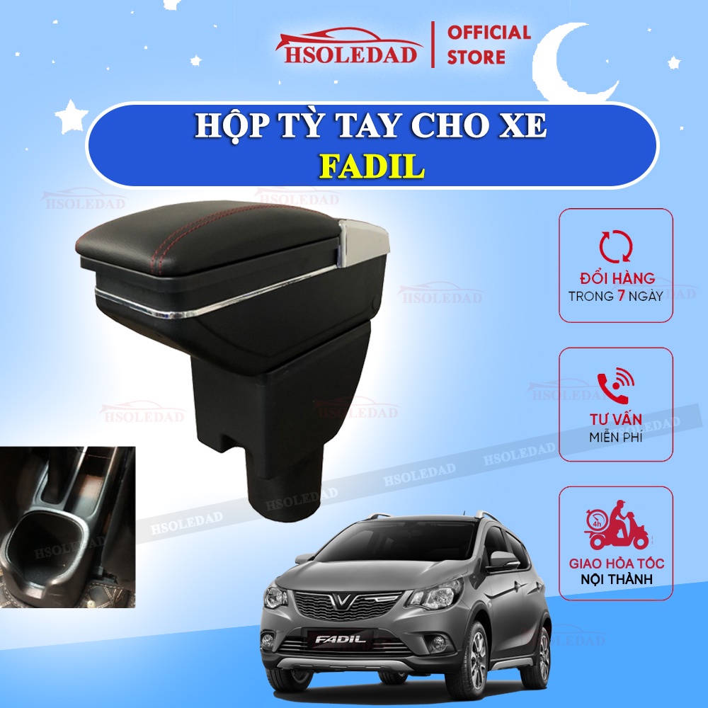 Hộp tỳ tay xe VINFAST FADIL cao cấp tích hợp cổng sạc USB - Bảo hành 12 tháng