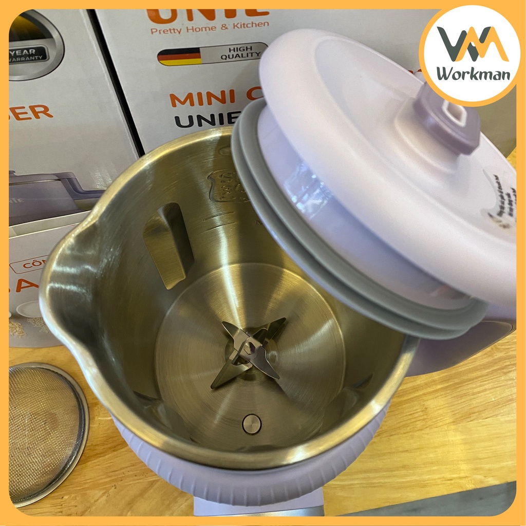 Máy Làm Sữa Hạt Mini Unie UMB08 600ml, Công Suất 600W, 5 Chức Năng Xay Nấu Đa Năng