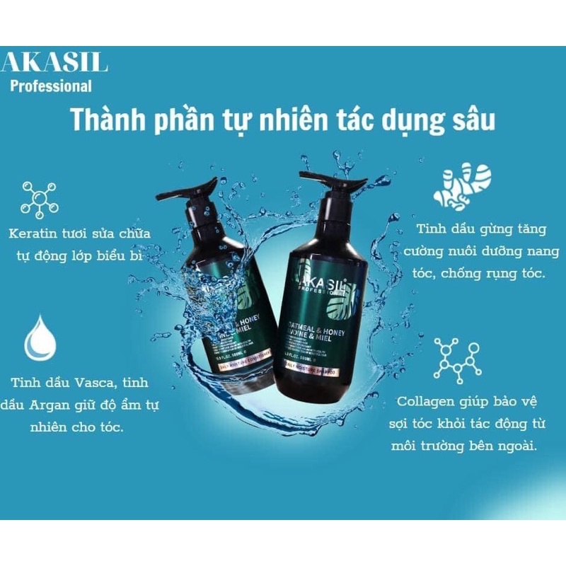 Dầu Gội AKASIL Tái Sinh Siêu Mượt Hương Nước Hoa ngăn gàu ngăn rụng tóc hàng hiệu chính hãng cặp 500ml - 1000ml