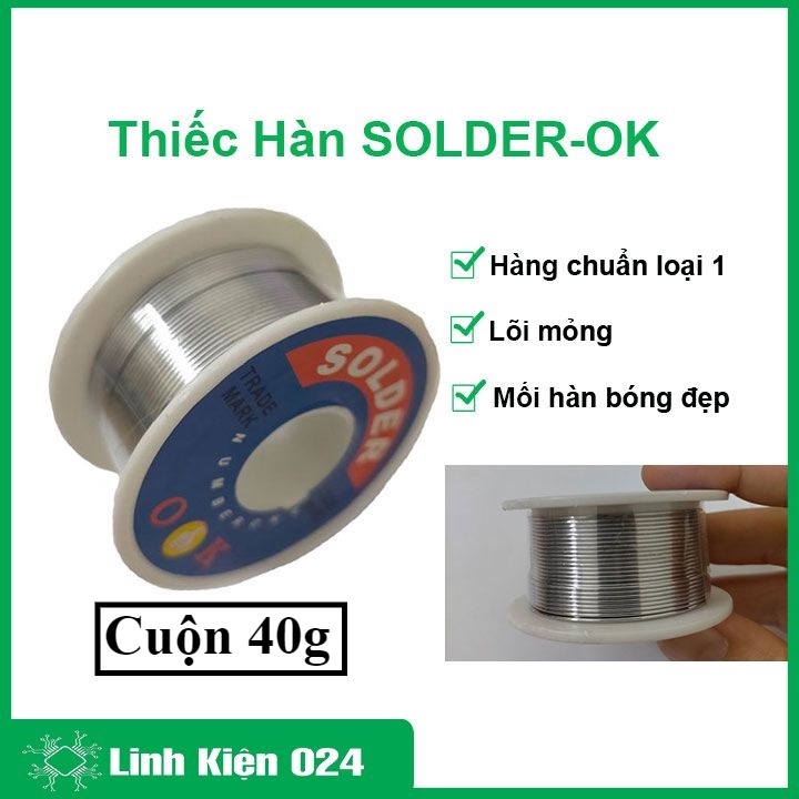 Thiếc hàn SOLDER-Ok 0.8mm cuộn to 40g lõi mỏng hàng chuẩn loại 1