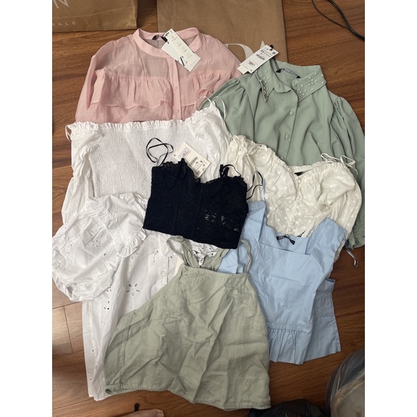 áo xanh croptop zara săn sale
