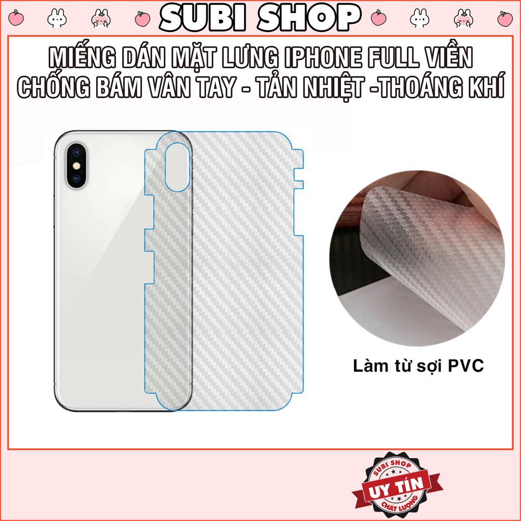 Dán Lưng Điện Thoại Cacbon Carbon Chống Vân Tay Chống Xước 6/6plus/6s/ppf/7/7plus/8/8plus/x/xr/xs/11/12/13/pro/max/plus