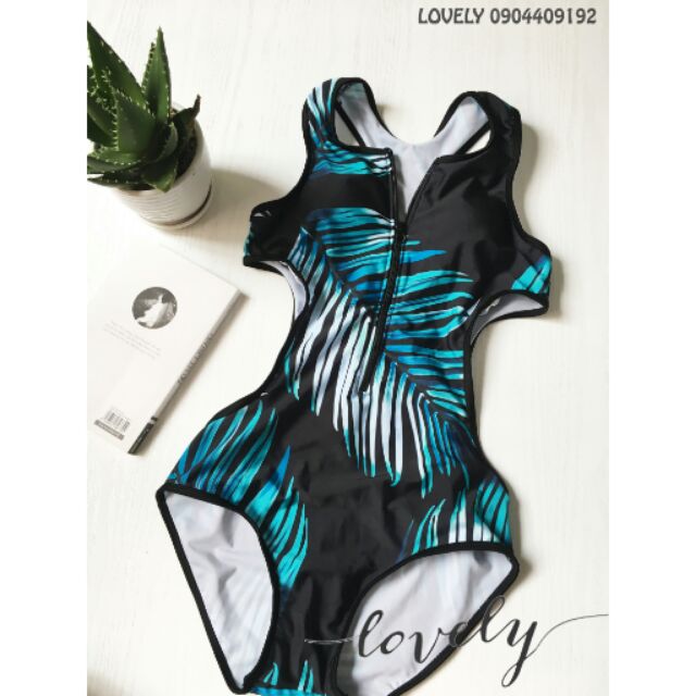 Monokini lá cọ nhiệt đới