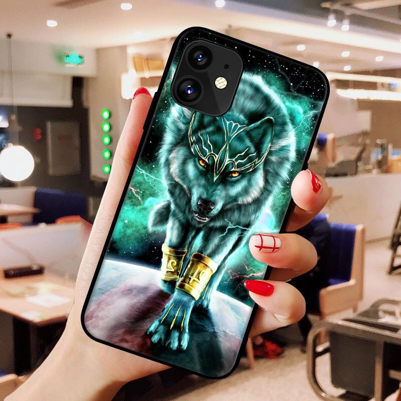 Ốp Điện Thoại Hình Sói Cho iPhone 11 XR XS 5 5S 6 6S 7 / 8 / SE 2020 Plus
